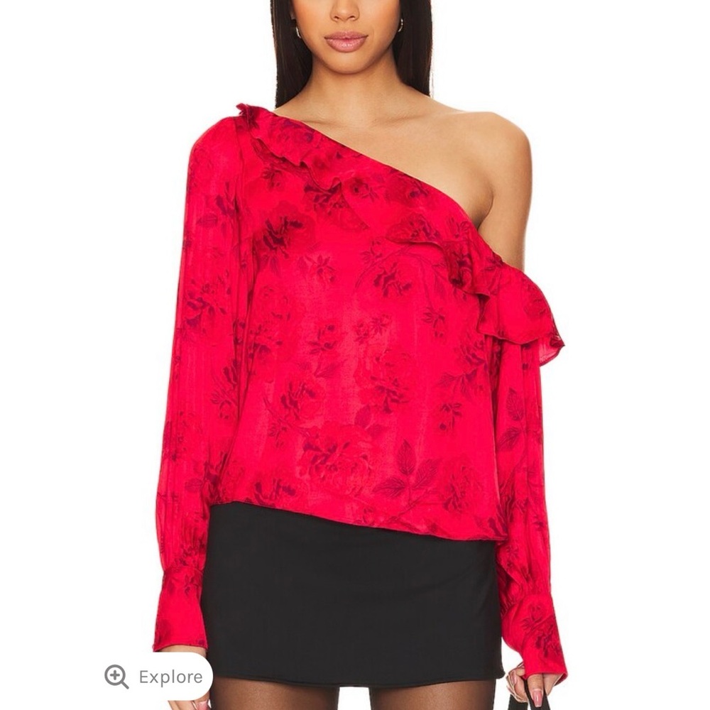 Free People Women's Red One-Shoulder Top